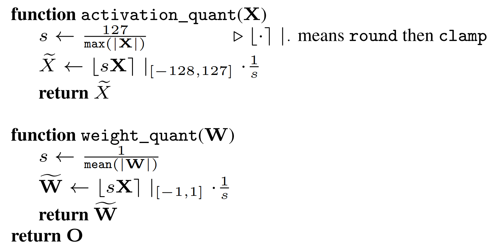 Definition of activation_quant and weight_quant operations.